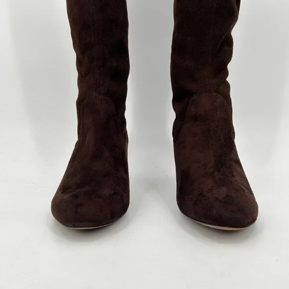 DONALD J. PLINER Womens Dark Brown Suede Leather Knee High Small Heel Boots 8.5