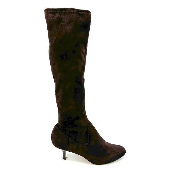 DONALD J. PLINER Womens Dark Brown Suede Leather Knee High Small Heel Boots 8.5