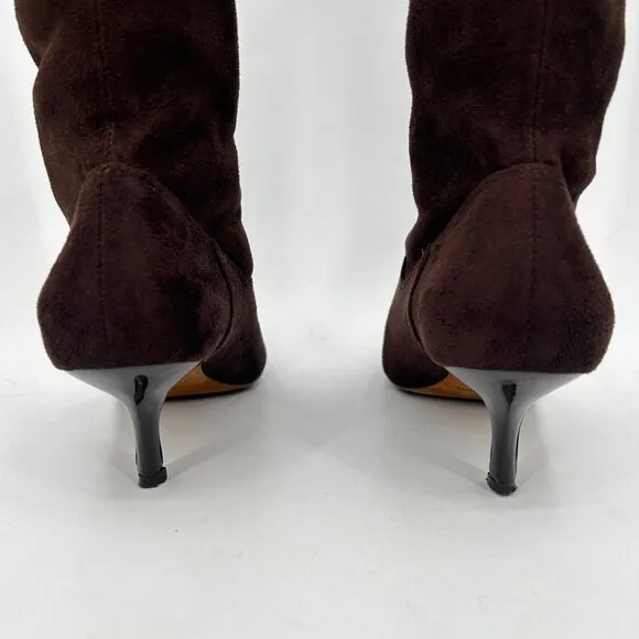 DONALD J. PLINER Womens Dark Brown Suede Leather Knee High Small Heel Boots 8.5