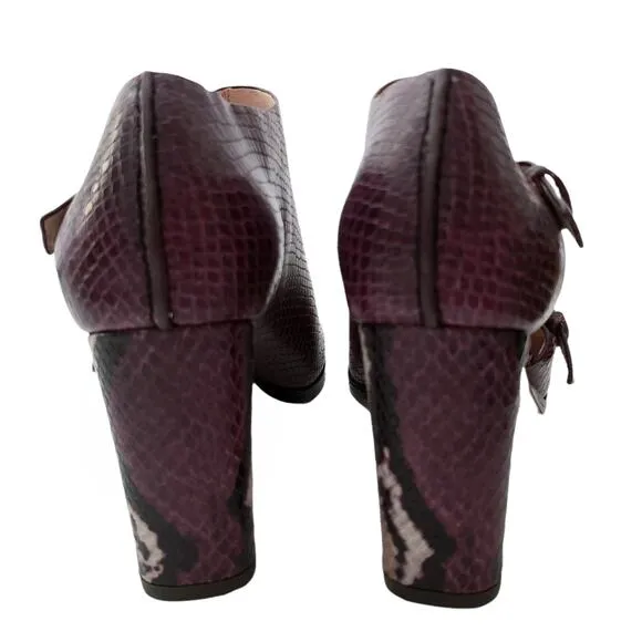 DONALD PLINER Fouu snake print leather shooties sandals double strap heels Sz 8