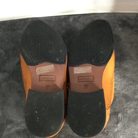 DONCARLOS Double Monk Strap Slip On Tan Almond Toe Size 11 Dress Shoes