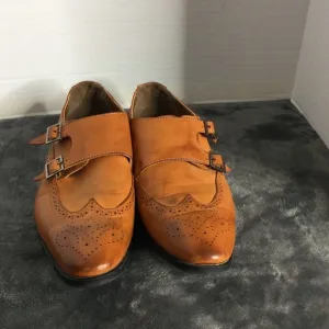 DONCARLOS Double Monk Strap Slip On Tan Almond Toe Size 11 Dress Shoes