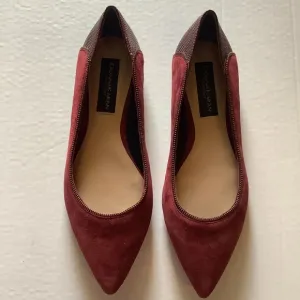 Donna Karan  Netta oxblood pointy toe size 8.5m leather suede ballerina flats