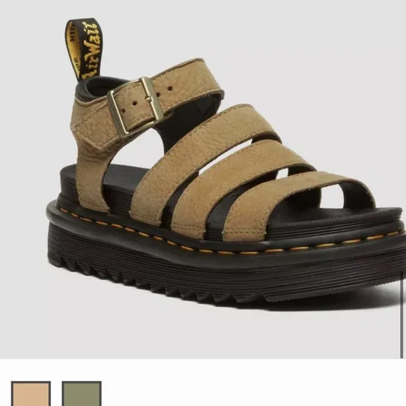 Dr. Marten Blaire Tumbled Nubuck Tan Strappy Sandals