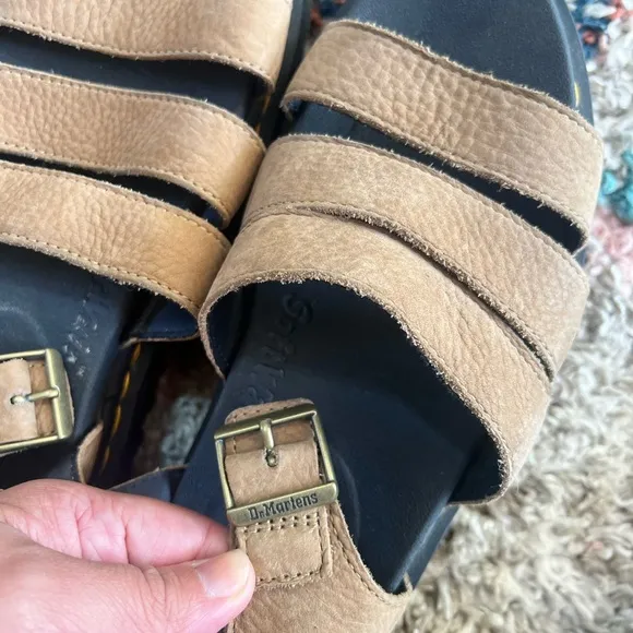 Dr. Marten Blaire Tumbled Nubuck Tan Strappy Sandals