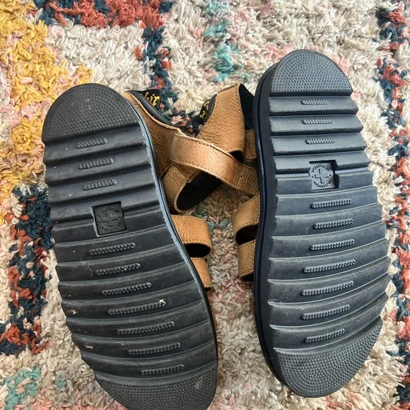 Dr. Marten Blaire Tumbled Nubuck Tan Strappy Sandals