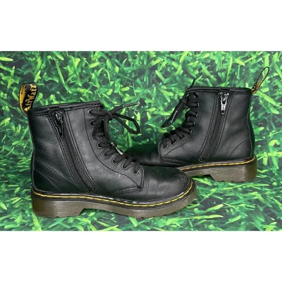 Dr. Martens 1460 J Black Leather Side Zip Ankle Combat Boots Toddler Size 12 US