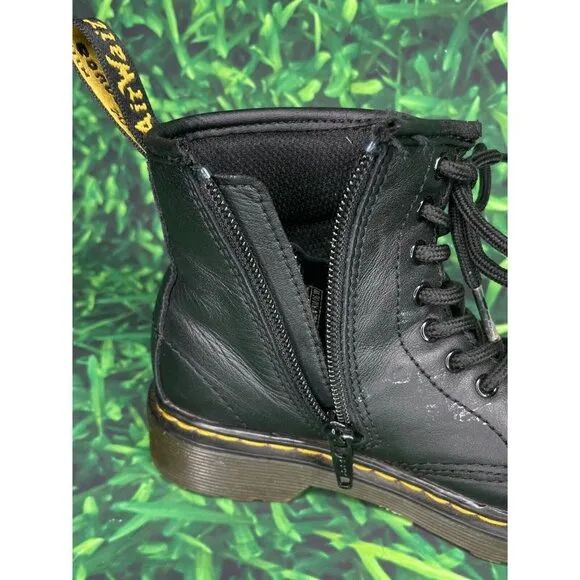 Dr. Martens 1460 J Black Leather Side Zip Ankle Combat Boots Toddler Size 12 US