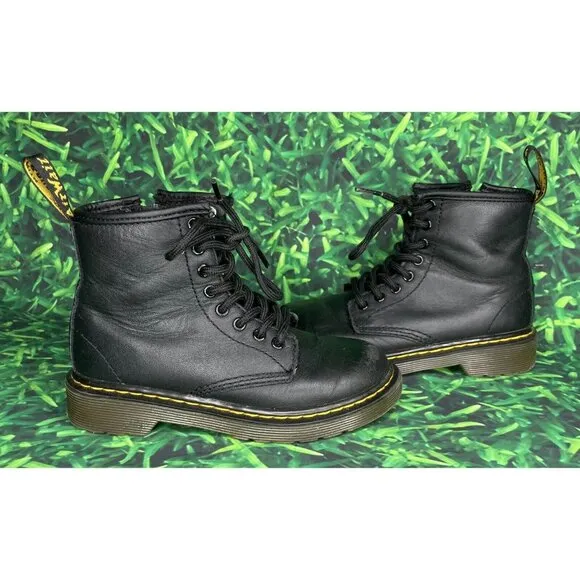 Dr. Martens 1460 J Black Leather Side Zip Ankle Combat Boots Toddler Size 12 US
