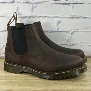 Dr. Martens 2976 Brown Leather Chelsea Boots Men's 14 Yellow Stitch Crazy Horse