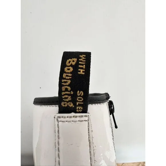 Dr. Martens AirWair Youth Size 3 Patent Leather  Lace‎ up Ankle White Boots 1460