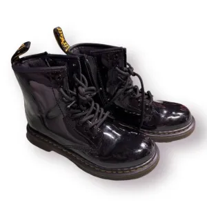 DR MARTENS - Junior 1460 Patent Leather Lace Up Inner Ankle Zipper Boots Size 1‎