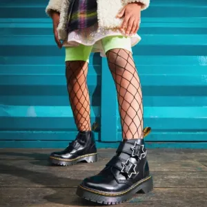 Dr. Martens Junior Devon Bex Leather Ankle Boots Kids Size 2 Star Buckles