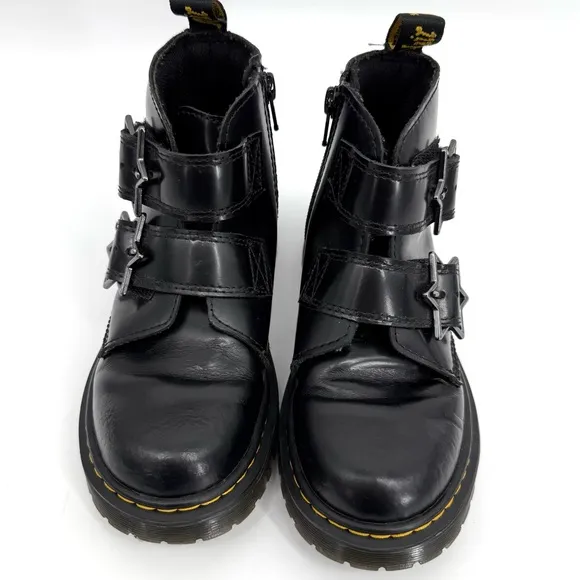 Dr. Martens Junior Devon Bex Leather Ankle Boots Kids Size 2 Star Buckles
