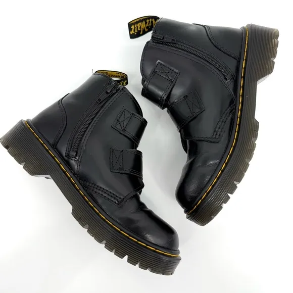Dr. Martens Junior Devon Bex Leather Ankle Boots Kids Size 2 Star Buckles