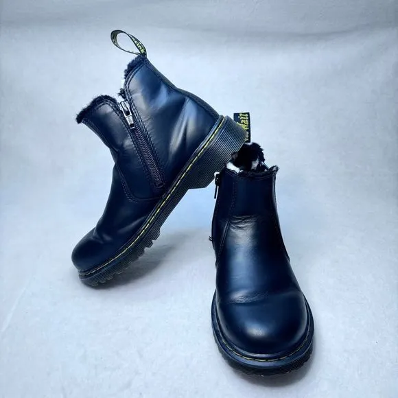 Dr. Martens Kid's Size 3 Leonore Romario Black White Polka Dot Ankle Boots