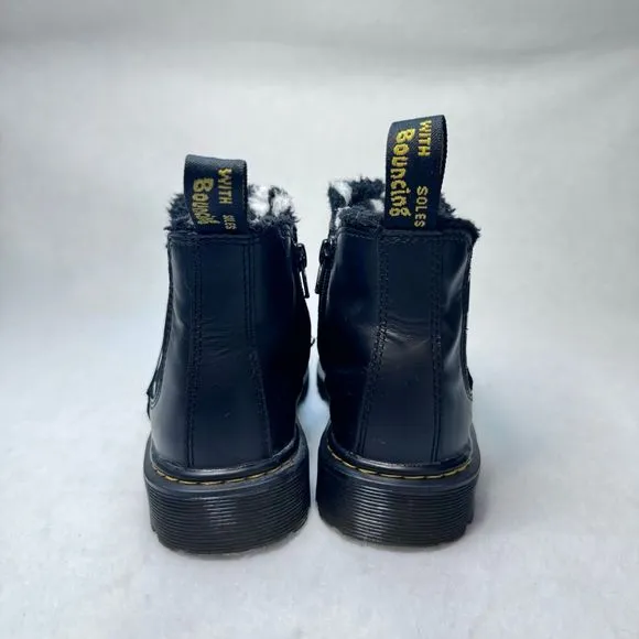 Dr. Martens Kid's Size 3 Leonore Romario Black White Polka Dot Ankle Boots