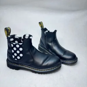 Dr. Martens Kid's Size 3 Leonore Romario Black White Polka Dot Ankle Boots