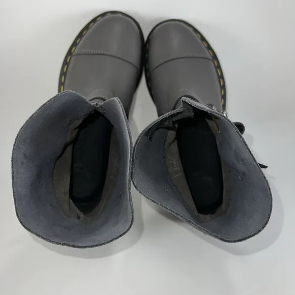 Dr Martens Kristy Gray Leather Pull On Ankle Boots Womens Size 6 Double Buckle