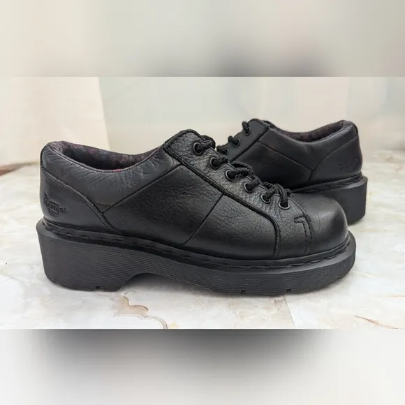 Dr . Martens Leather Keani Floral Lace Up Platform Womans Shoes Size 8