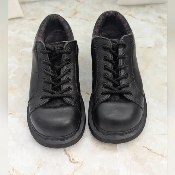 Dr . Martens Leather Keani Floral Lace Up Platform Womans Shoes Size 8