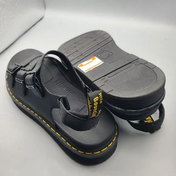 DR. MARTENS Mens Sandals SOLOMAN Black Leather Buckle Strap Comfort Sz US 13 New