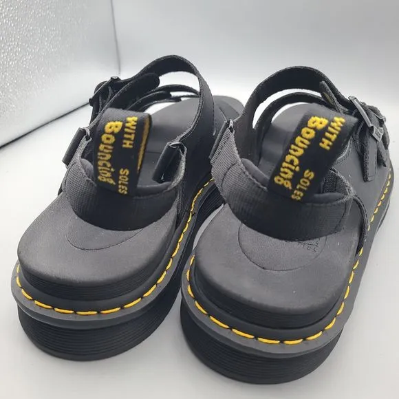 DR. MARTENS Mens Sandals SOLOMAN Black Leather Buckle Strap Comfort Sz US 13 New