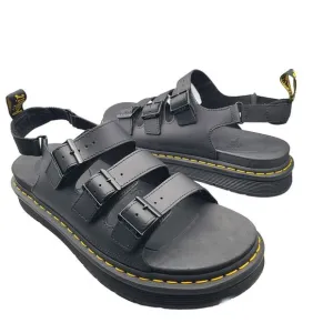 DR. MARTENS Mens Sandals SOLOMAN Black Leather Buckle Strap Comfort Sz US 13 New