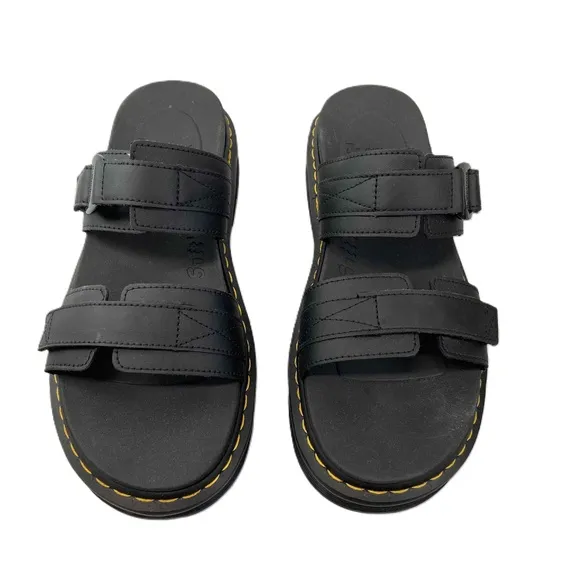 Dr. Martens Mens Size 13 Chilton Leather Slide Sandals Black Hydro Leather