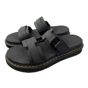 Dr. Martens Mens Size 13 Chilton Leather Slide Sandals Black Hydro Leather