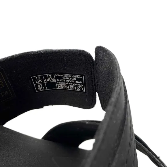 Dr. Martens Mens Size 13 Chilton Leather Slide Sandals Black Hydro Leather