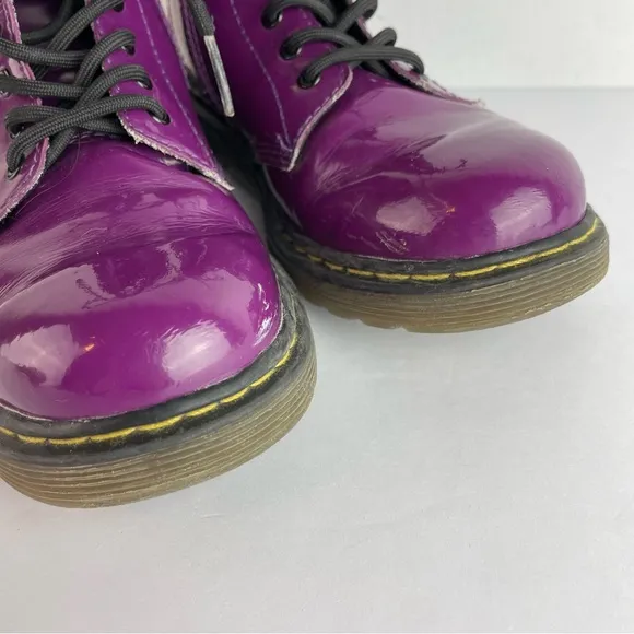 Dr. Martens Purple Patent Leather Ankle Boots
