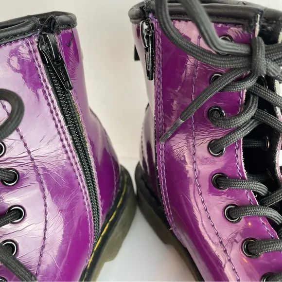 Dr. Martens Purple Patent Leather Ankle Boots