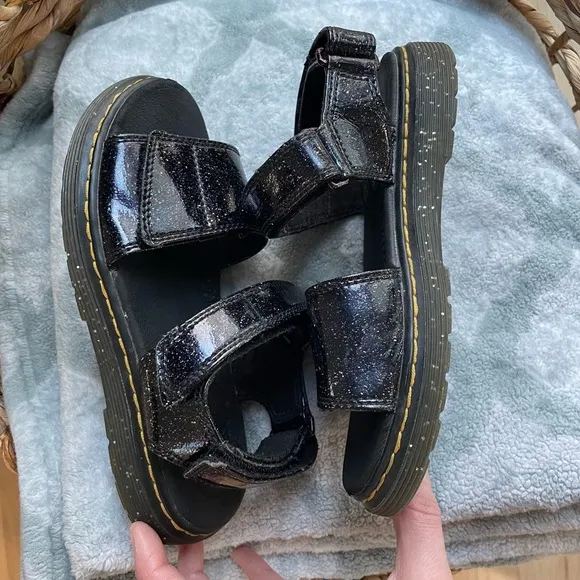Dr. Martens Romi J Purple Cosmic Glitter Sparkly Sandals - Kids Size 3