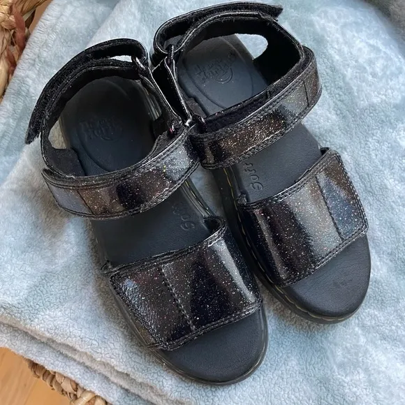 Dr. Martens Romi J Purple Cosmic Glitter Sparkly Sandals - Kids Size 3