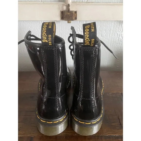 Dr Martens Solid Black Patent Lamper Women's Classic Boots Shoes 11821011 Size 6