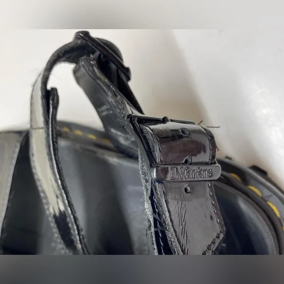 Dr. Martens Women's Patent  Leather Platform Open Toe Sandals Strappy Black US 7
