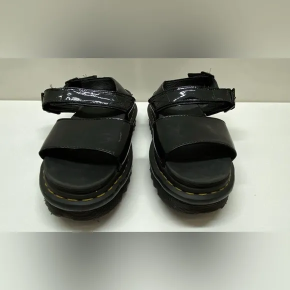 Dr. Martens Women's Patent  Leather Platform Open Toe Sandals Strappy Black US 7