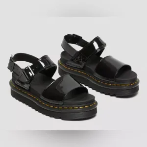 Dr. Martens Women's Patent  Leather Platform Open Toe Sandals Strappy Black US 7