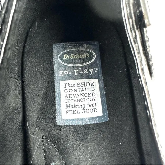 Dr. Scholls Go Play Flats 8 Black Patent Leather Shoes Womens Brand New