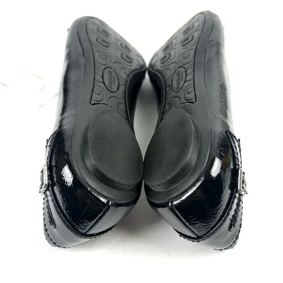 Dr. Scholls Go Play Flats 8 Black Patent Leather Shoes Womens Brand New