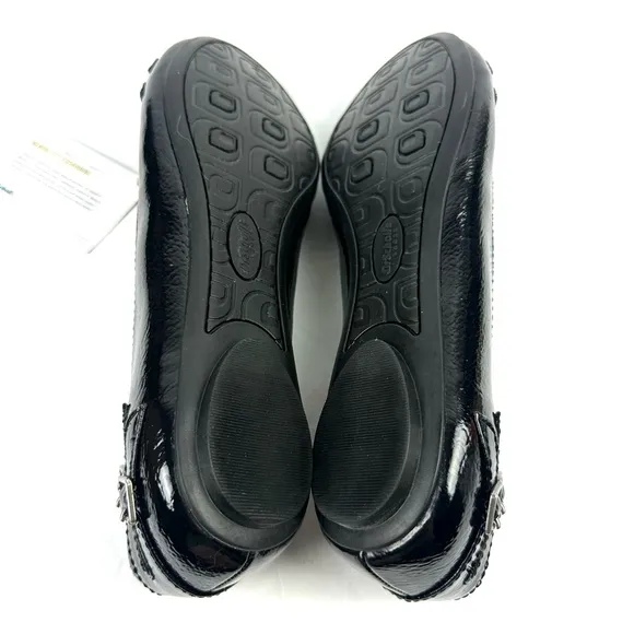 Dr. Scholls Go Play Flats 8 Black Patent Leather Shoes Womens Brand New