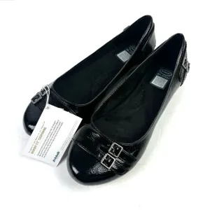 Dr. Scholls Go Play Flats 8 Black Patent Leather Shoes Womens Brand New