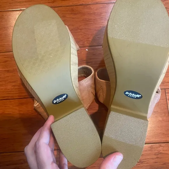 Dr. Scholl's Shoes, Womens beige tan Bayside Faux Suede Comfort Platform shoes