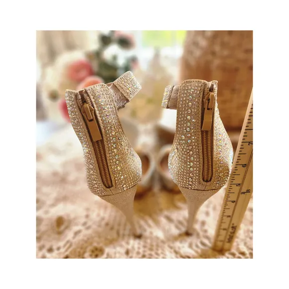 Dream Pairs High Heel Stiletto Platform‎ Pumps Gold Glitter Rhinestone size 9