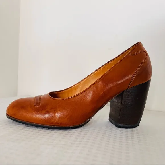 DRIES VAN NOTEN Brown Leather Heels Shoes Size 37 (7 M) Italy RARE