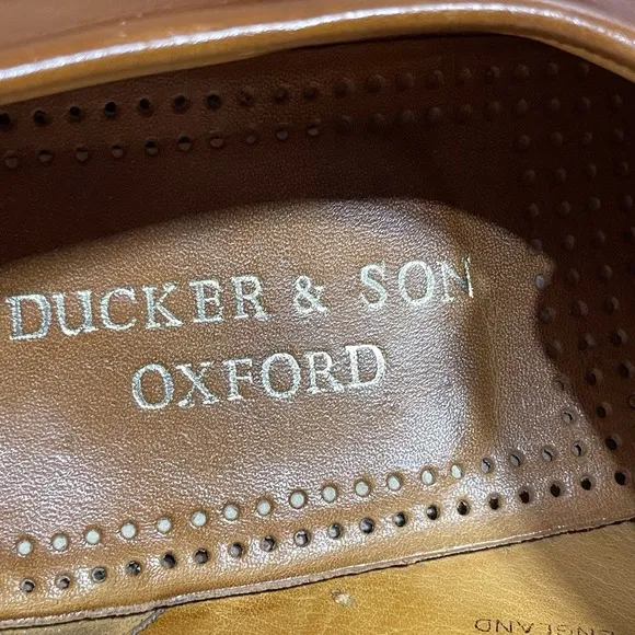 Ducker &amp; Son Oxford Shoes Mens sz 9 1/2E Slip-on Dudley Made in England Leather