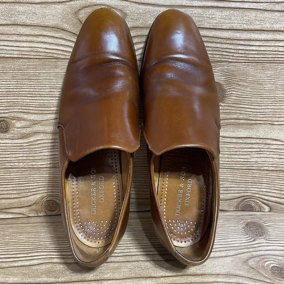 Ducker &amp; Son Oxford Shoes Mens sz 9 1/2E Slip-on Dudley Made in England Leather