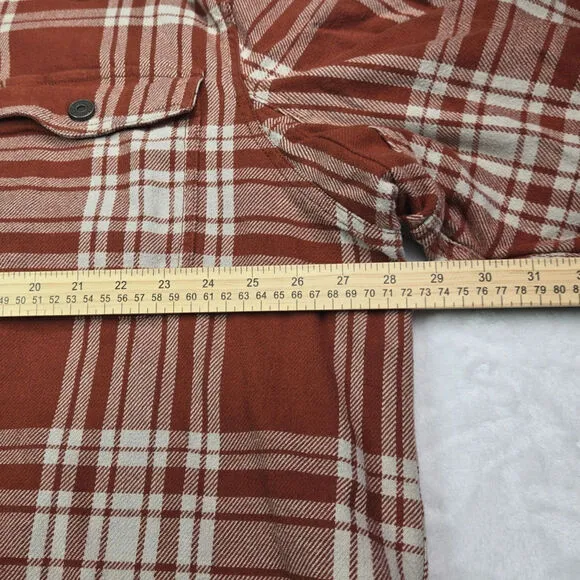 Duluth Trading Jacket Men 2XL Orange Plaid Lined Flannel Barn Chore Shacket Work