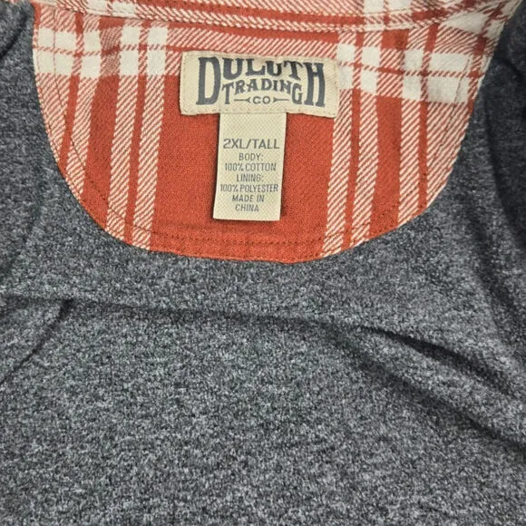 Duluth Trading Jacket Men 2XL Orange Plaid Lined Flannel Barn Chore Shacket Work
